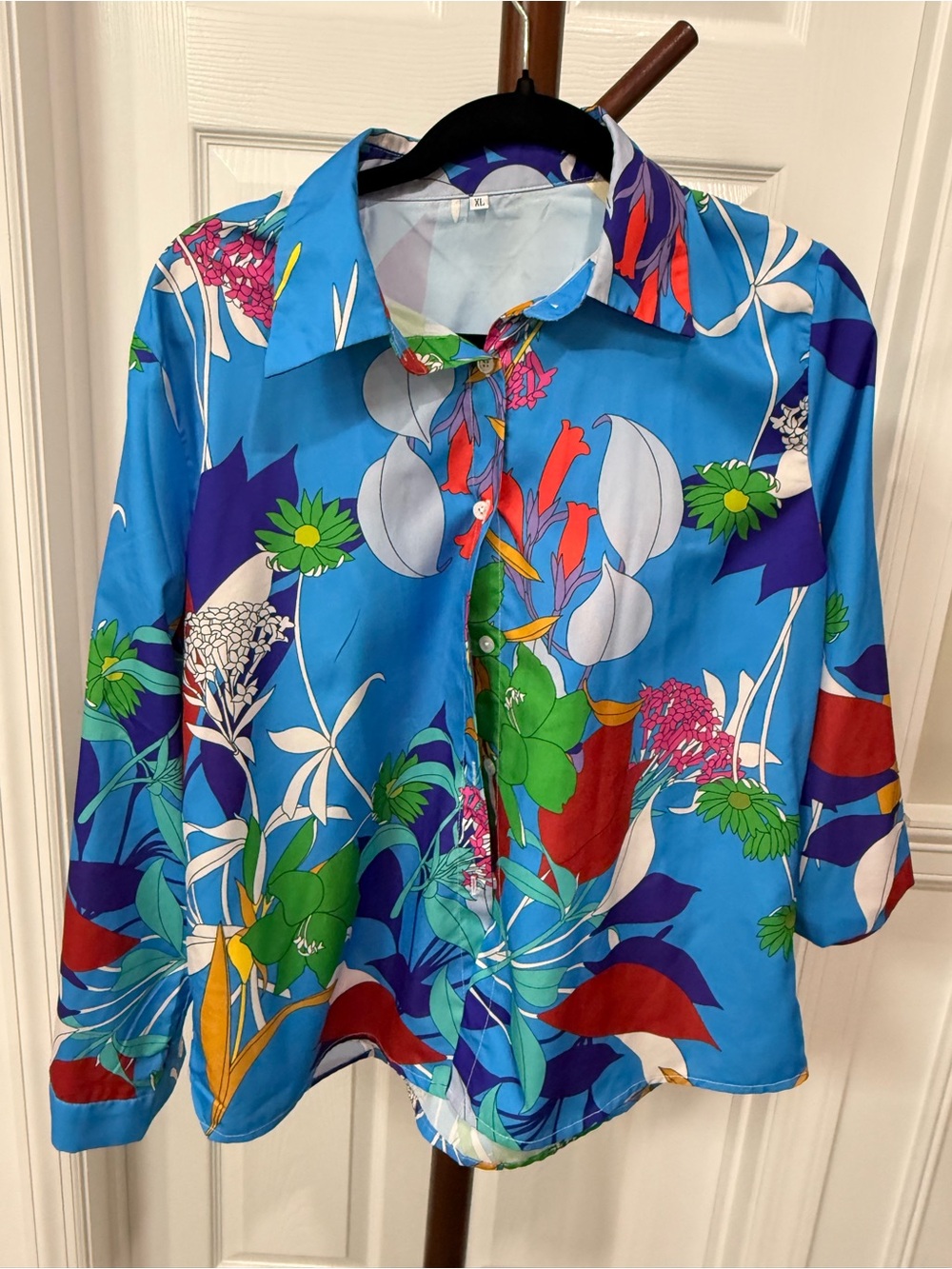 Floral Blue Button-Down Shirt